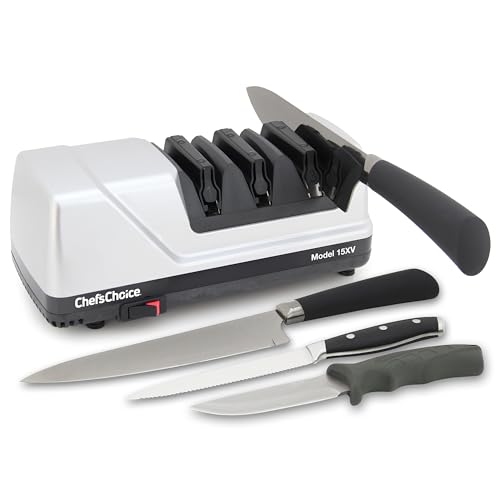 Comparison: Best Sharpening Angle For Chef Knife 3 Chef’sChoice 15XV EdgeSelect Professional Electric Knife Sharpener with 100-Percent Diamond Abrasives and Precision Angle Guides for Straight Edge and Serrated Knives, 3-Stage, Gray