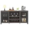Liquor Bar Cabinet Industrial Wine Bar Cabinet Rustic Sideboard Buffet Cabinet for Liquor Glasses Coffee Bar with Storage Rack for Home Kitchen Dining Room Dark Grey Oak 55 In
