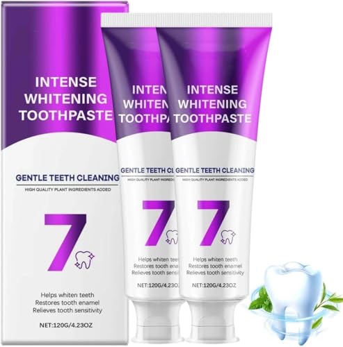 7-Pro Intensive Zahnaufhellungs-Zahnpasta Intense Whitening 7 Pro 120g Intensive Zahnaufhellung Zahnpasta Frischer Atem Gesundes Zahnfleisch Sanfte Formel für weißere Zähne & Frischen Atem