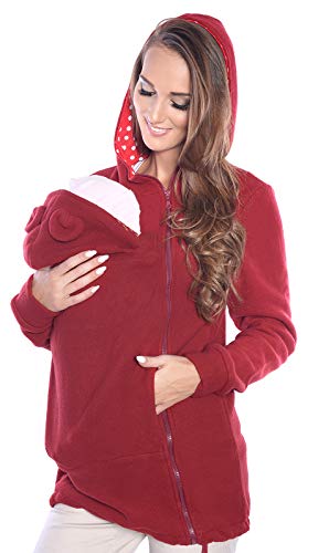 MijaCulture Maternity Fleece Sudadera con Capucha / Jersey para Dos / para portabebés 3073A (L, borgoña)