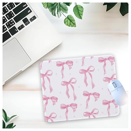 1 Pcs Cute Pink Bow Non-Slip Rubber Mouse Pad for Home Office Desk Workspace Laptop Gifts for Women Girls Coworker Leader