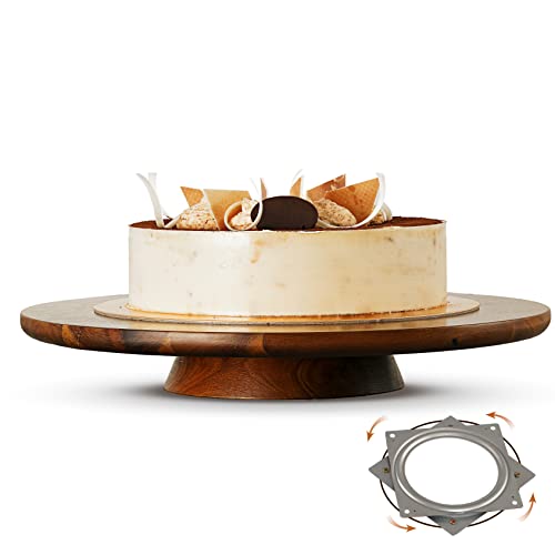 Rabaha 13" Acacia Wood Cake Stand Rotating – Rustic Cake Stand Turntable – Wooden Revolving Spinner Cake Decorating Supplies - Use At Parties, Weddings, Restaurants (Acacia Wood) #TOP28