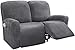 Produktbild LINGKY Recliner Schonbezüge Recliner Cover Sofa Slipcover Sofabezug 6-teilige Möbelschutz Couch Rich Velvet Plüsch Form Fit Stretch Stylish Soft Mit Elastischem Boden (Grau)