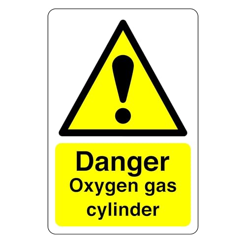 Safety First Display LTD Danger oxygen cylinder sign - High tack self-adhesive sticker (150mm x 100mm) Viewing Distance within 3m.