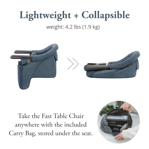 Image of Inglesina Fast Table Chair - Slate Blue Melange + Fast Dining Tray - Portable Baby High Chair - for Babies & Toddlers up to 37 lbs - Fits Tables 0.8'' to 3.5'' Thick - Compact - Travel Bag Included