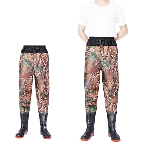 Proximitck Fishing Waders for Men Women, Breathable Waist Wader Pants Fishing Waders with Boots, Waterproof Bootfoot Waders (Woodland pattern) Cover