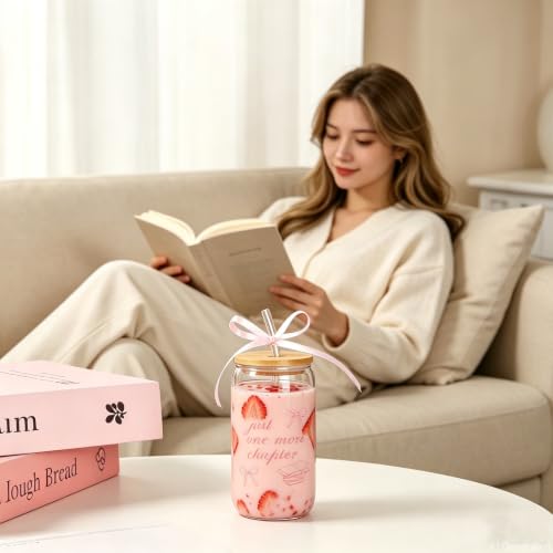 KORHONEN Bow Book Lover Gifts for Women, Bookish Lover Glass Cup Gifts - Image 5