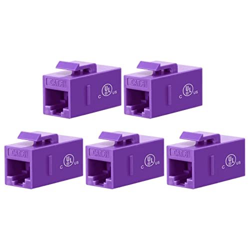 VCE [UL-Listed CAT6 Keystone Coupler 5-Pack, Ethernet Coupler Female to Female, RJ45 Coupler for CAT6/CAT5e/CAT5, Keystone Jack, Purple