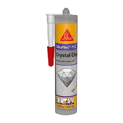 Sikaflex-112 Crystal Clear, Mastic-colle multi-usages transparent maintien immédiat intérieur et extérieur, collage, fissure et joint, 290ml