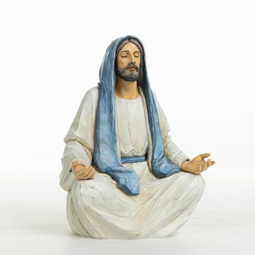 ShineOnAngel Jesus Christ Statue Meditation Jesus, 5 Inch Hand-Painted Jesus