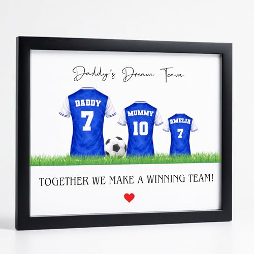 Star Online Personalised Football Family Print Fathers Day Frame Gift for Dad Daddys Dream Team Shirt Wall Art Keepsake Birthday Present from Daughter or Son (Football Team)