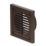 Airflow® External Wall Vent Cover – Brown Round Plastic Grille with Flyscreen for 100mm Ducting – Weatherproof Air Outlet – 140mm x 140mm