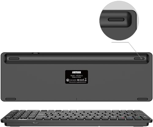 Arteck HB305-2 Universal Multi-Device Bluetooth Keyboard Ultra Compact Wireless Bluetooth Keyboard with Media Hotkeys for Windows iOS iPad OS Android Computer Desktop Laptop Surface Tablet Smartphone - Image 6