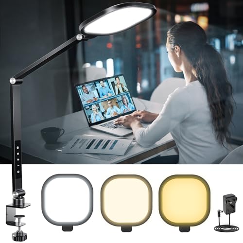 LitONES LED Desk Lamp with Clamp, Adjustable Swing Arm