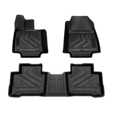 TuningPros FM-1035 Car Floor Mats Full Set Compatible With 2021-2024 Toyota Venza | 3-pc Cargo Liner Black Car Mats | Custom Fit Non-Slip Car Floor Mat Rubber Cover