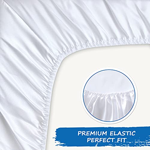 Satin Crib Sheet Soft & Silky Fitted Crib Mattress Sheet (52"X28"X8") For Boys And Girls Fitted Crib Sheet For Standard Crib Mattress Silk Crib Sheet For Baby Hair And Skin White Crib Sheets #TOP2