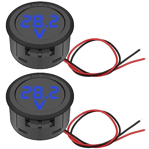 Greluma 2 Stk DC 4–100 V digitales Voltmeter, 2-Draht-Spannungsmesser, Voltmessgerät, Detektor für Motorrad, LKW, Wohnmobil, Wohnwagen, Marine
