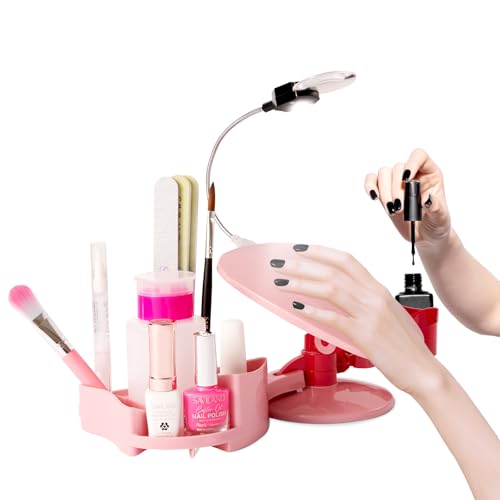 SAVILAND Arm Rest for Nails: Multi-angle Adjustable Nail Polish Organizer with LED Light Manicure Hand Rest Stand Nail Polish Holder Spill-Free for Painting Nails Beginners Home DIY Manicure Pedicure