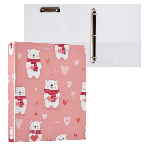 リングファイル ルーズリーフ バインダー a4 新年 お正月 くま Dリング 3穴 200枚収納 クリップ&収納ポケット付き 書類整理 事務用品