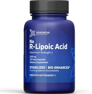 GeroNova Research R-Lipoic Acid 300mg 120 Caps - Stabilized R-Alpha Lipoic Acid With Superior Bioavailability, Metabolic Activity & Healthy Aging Support - Gluten Free & Non-GMO Antioxidant Supplement