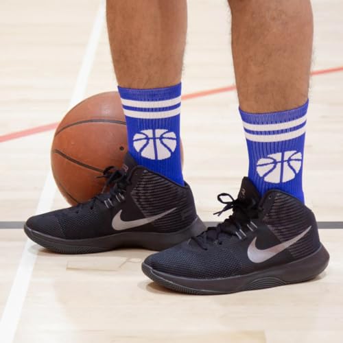 Image of ChalkTalkSPORTS Basketball Socks - Cushioned Mid-Calf Crew - Youth & Adult | Moisture-Wicking Performance Blend, Athletic Basketball Gear, Stay-Up Technology, Arch Support, Breathable, Boys and Men