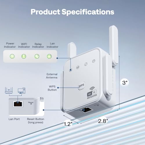 1200Mbps Dual Band WiFi Extender Signal Booster Covers Up to 3600 Sq.ft - Image 4