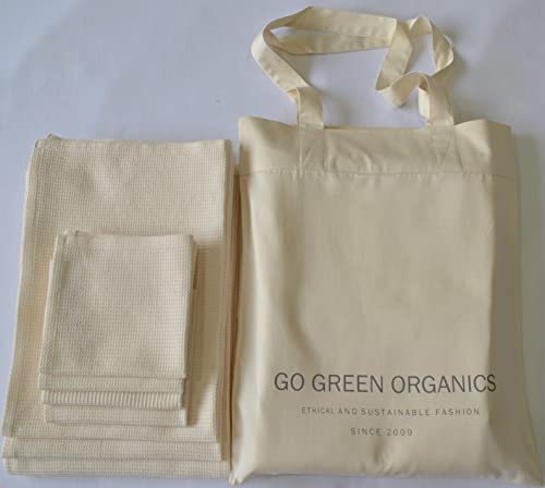 GO GREEN ORGANICS, Bath Towel Set Waffle, Organic Cotton, GOTS