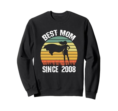 Mejor Mamá Desde 2008 Super Madre Cumpleaños Retro Vintage Sudadera
