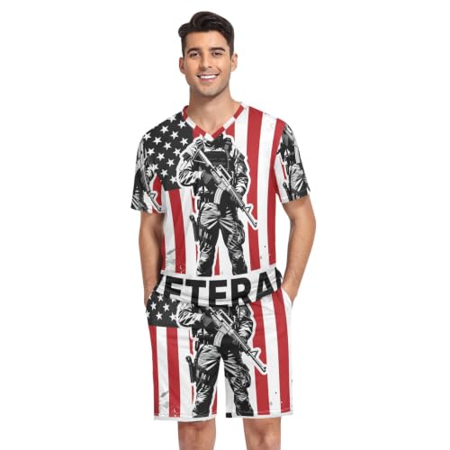Camisas de pijama para hombre estilo militar americano para estar en casa