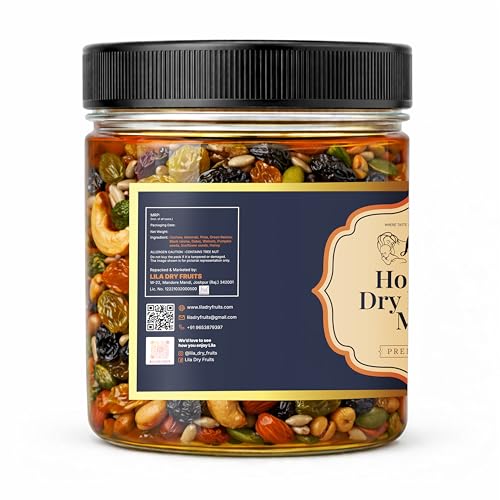 Image of LILA DRY FRUITS Honey Dry Fruits Mix 100 gms with Cashew Almond Pista Raisins Dates Walnuts Pumpkin & Sunflower Seeds | Sweet Honey Coated Nuts & Seeds Healthy Snack Combo Perfect for Gifting