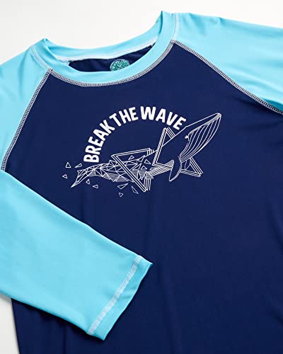 Quad Seven Boys' Rash Guard Set - 3 Piece Bathing Suit Trunks And Rash Guard Shirt (5-12), Size 8, Blue Chillmode Shark #TOP3