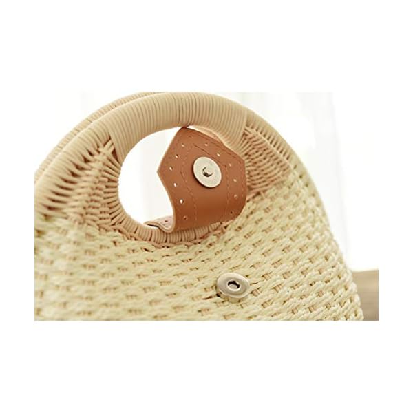 FENICAL Rattan Handbag Fashionable Straw Shell Shape Storage Handbag for Female Woman Lady (Beige)