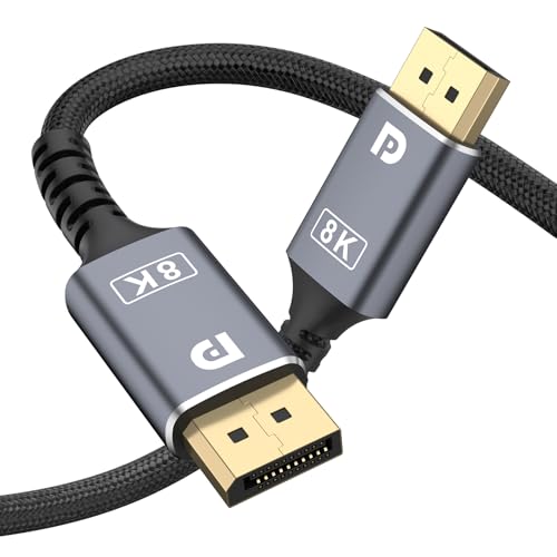 Image of Meliya Nylon DisplayPort 1.4 Cable, 32.4Gbps High-Speed, 8K@60Hz, 4K@120Hz /144Hz,2K@240Hz /165Hz, Dynamic HDR and 3D, Gold-Plated Plugs, 2m