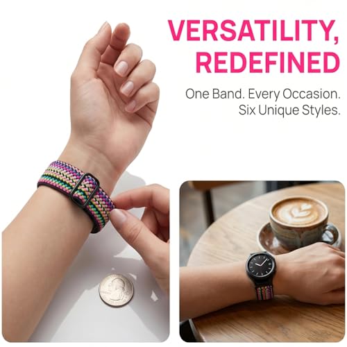 XINGMALY 6-PACK Nylon Band for Cillso IDW26/LODIMEKE IDW26/Vibeat IDW26/TOOBUR IDW26/MFVLP D16/LC210/LC310 LODIMEKE Smart Watch, Lightweight Breathable Adjustable Replacement Strap Wristband Women by XINGMALY - Used condition - Image 2