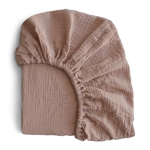 Image of mushie Extra Soft Muslin Fitted Crib Sheet | 192 Thread Count | 28"x 52"(Natural)