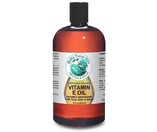 SALE - Vitamin E Oil 16oz. D-alpha Tocopherol. Organic. Premium. 100% Pure, Max Strength 75,000 IU. Anti-Aging. Antioxidant. Treats Scars, Wrinkles, Dark Spots. For Hair, Skin, Nails- Bella Terra Oils