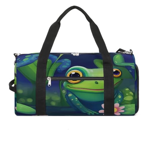 Cute Frog Gym Bag Travel Duffel Bag Sports Tote Bag Workout Bag Weekender Bag for Women Men