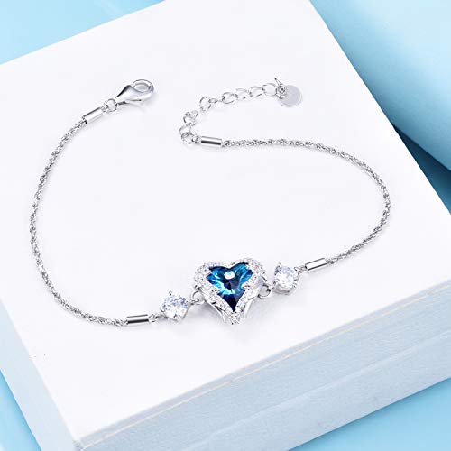 Winnicaca Angel Bracelets For Women Sterling Silver Heart Of Ocean Bracelet Crystals Bracelets For Girls #TOP1