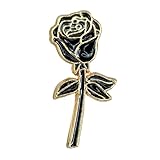 Black Rose Enamel Pin with Safety Backing