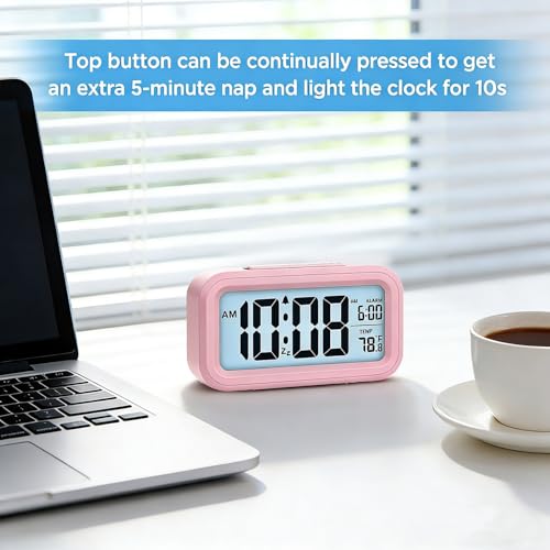 Lesipee Digital Alarm Clock for Bedroom, Desk Clock Battery Operated, Digital Clock with Extra Loud Alarm, Temperature, Auto-Dim and 12/24H Display Snooze Function for Heavy Sleepers Gifts for Kids - Image 3