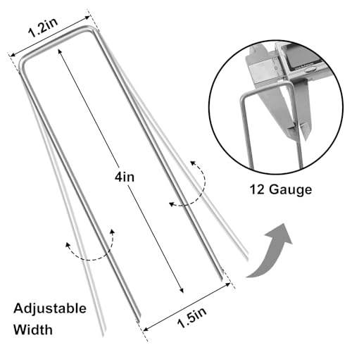 Image of HongWay 240 Pack Landscape Staples 4 Inch, Galvanized Garden Stakes