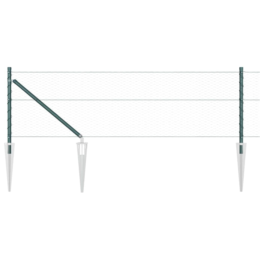Green Steel PVC Fence Post 10x0.8m 25mm Mesh Garden Outdoor Security Panel Set 7 Spikes Corrosion Resistant Secure Boundary for Terrace Yard Pet Enclosure