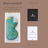 LaCourse 100% Natural Mulberry Silk Eye Mask for Sleeping with a Travel Pouch, Both Sides 19 Momme Organic Silk, Adjustable Sleep Eye Mask for Women, Green-Floral - Image 4