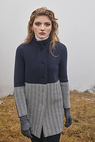 Image of SAOL Herringbone Wool Coat Cardigan for Women
