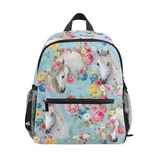 Mochila infantil de conto de fadas com cavalo e flor para crianças de 3 a 8 anos, #08, One Size, Mochilas Diárias
