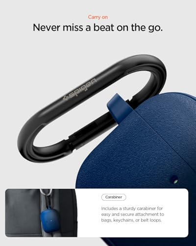 Image of Spigen for AirPods Pro 3 Case, Carabiner Included, Shock-Proof, Light & Compact Cover, (Spigen Vault) - Navy Blue