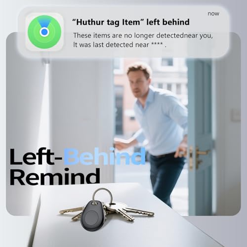 Image of [iOS Only] Tukio Air Tracker Tags 4 Pack Black, [Apple MFi Certified] Bluetooth Key Finder & Smart Item Locator Work with Apple Find My for Keys /Luggage /Bags /Suitcases /Car, 365-Day Replaceable Battery