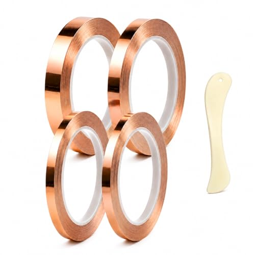 Diamond Grinder Bit Heads, Stained Glass Tools and Supplies for Crafting Arts and Decoration (4 Rolls (5&amp;6) mm Copper Foil Set)