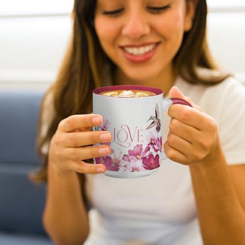 Image of Christian Art Gifts Inspirational Scripture Ceramic Coffee & Tea Mug for Women: Love Encouraging Bible Verse, Microwave & Dishwasher Safe Cup, Sturdy Handle, White & Red Multicolor Floral, 12 oz.