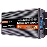 3000W 4000W 5000W 6000W パワーインバーター、純正正弦波 12V 24V 48V 60V DC~110V 220V ACインバーター オフグリッド、家庭、RV、車、トラック、ソーラーインバーター変換用、6000W-24Vto110V。